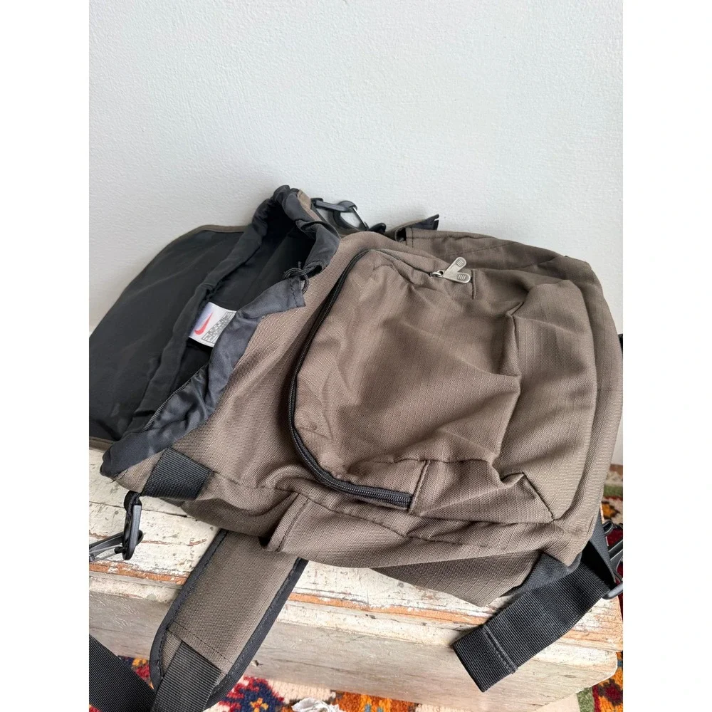 Nike Vintage Messenger Bag Brown Canvas Convertible Backpack Y2K Utility